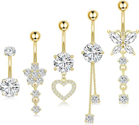 Briana Williams Surgical Steel Belly Button Rings Dangle Navel Piercing ...