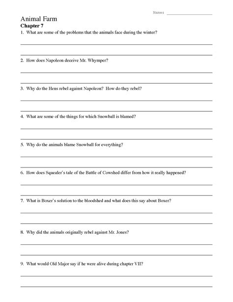 Animal Farm Chapter 7 Review Questions | Preview - Worksheets Library