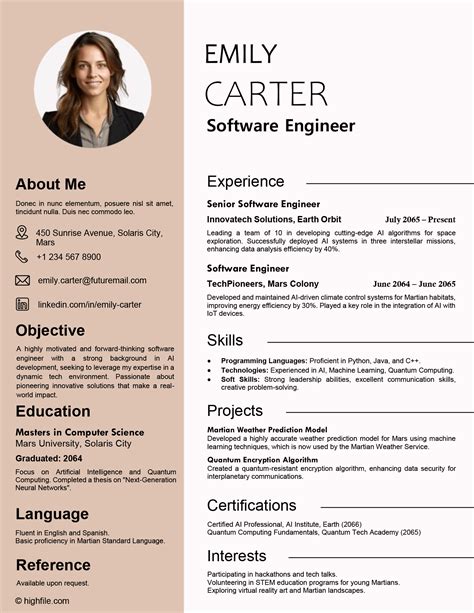 Simple Resume Template - Word | Google Docs - Highfile
