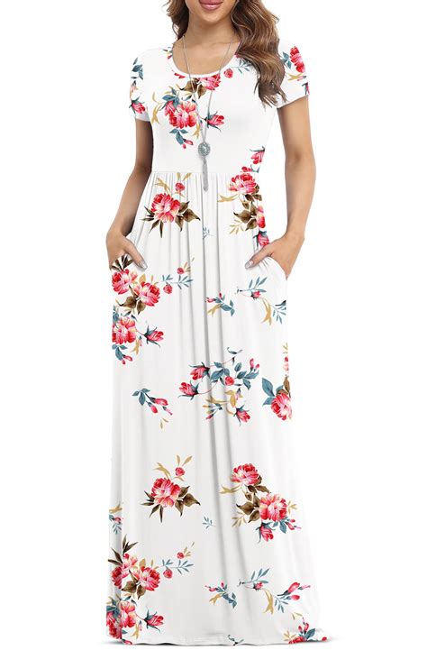 Buy VIISHOWWomen's Short Sleeve Loose Plain Maxi Dresses Casual Long ...