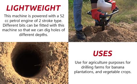 AEGON Earth Auger 52 CC with 4 inch Drill Bit | Heavy Duty Engine | for ...