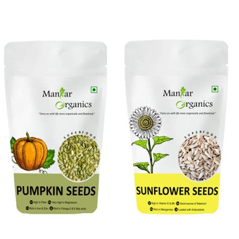 ManHar Organics Pumpkin & Sunflower Seeds 500gm Combo (Pack of 2x250gm ...