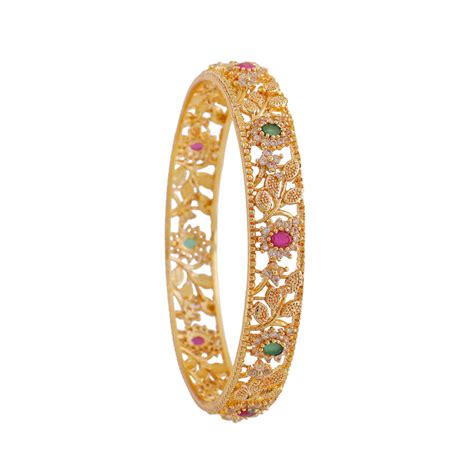 Floral Multicolor Gold Bangles for Festive Vibrance – Estele