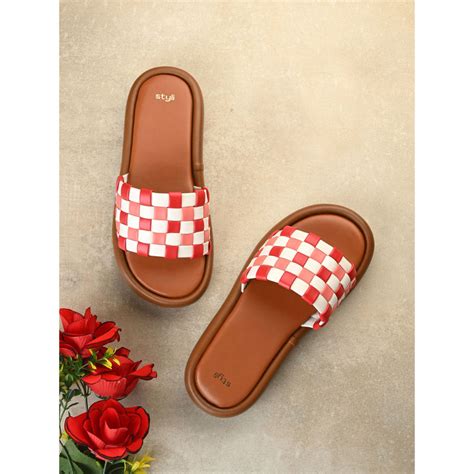 Buy Styli Women Woven Design Multi-Color Slip On Sandals Online