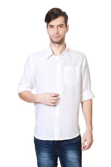Buy Men White Textured Full Sleeves Business Casual Shirt Online ...