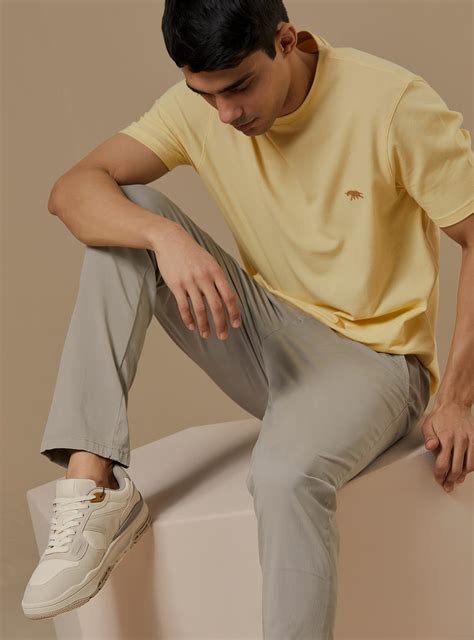 Buy Dandelion Pique Crew | Casual Yellow Solid Crew Neck for Men Online ...