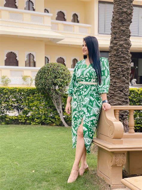 Green White Dress with Belt – Label DC