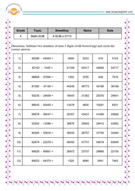 Image result for Math Tutorial for Grade 4 Subtraction