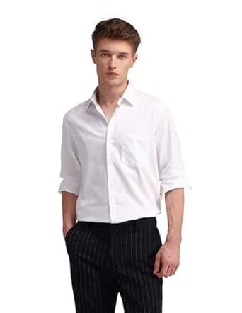 Arrow Men Slim fit Cotton Solid Long Sleeves Cutaway Collar Shirt ...