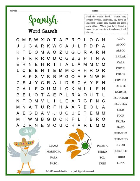Free Spanish Word Search Printable | FREE Printable HQ