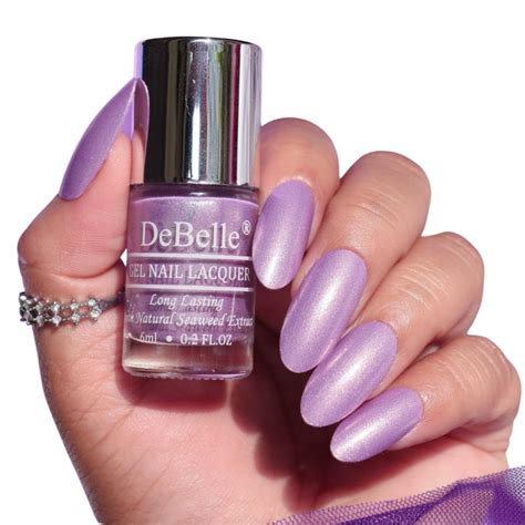Buy DeBelle Gel Nail Polish Hello Hannah(Light Purple with Gold Micro ...