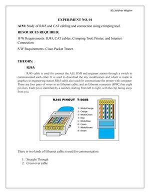 Study of RJ45 and CAT cabling and connection using crimping tool ...