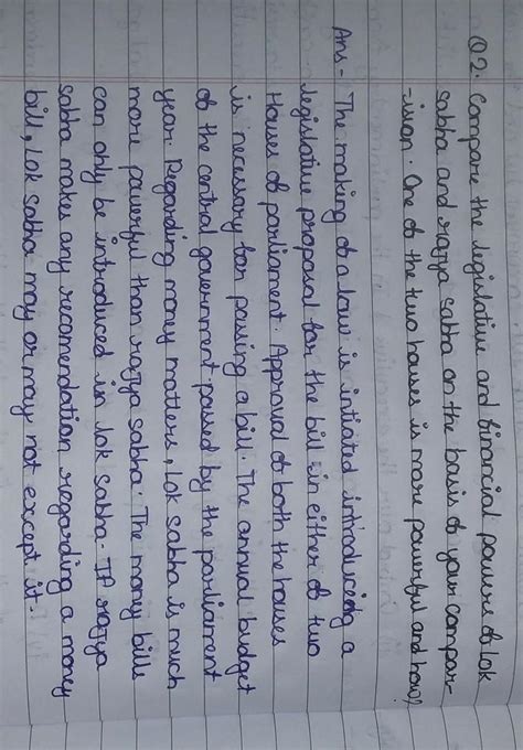 Compare the legislative and financial powers of lok sabha and rajya ...