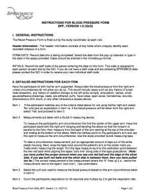 Fillable Online Instructions for Blood Pressure Form Fax Email Print ...