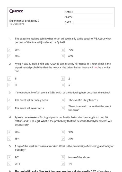 50+ experimental probability worksheets for 9th Class on Quizizz | Free ...