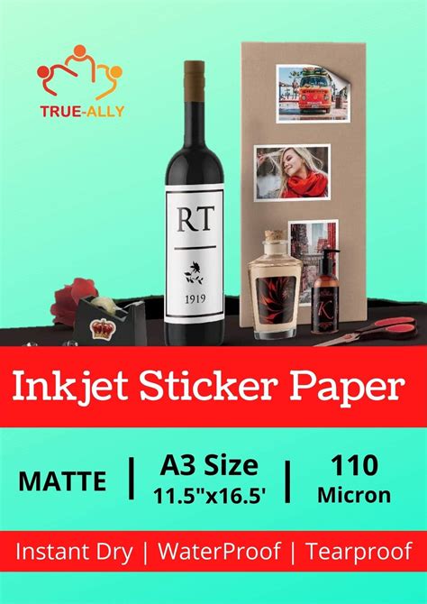 True-Ally A3 Size Matte Vinyl Sticker Self-Adhesive Photo Paper for ...