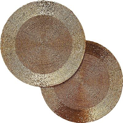 Buy CANVASS Decorative 14 Inches Big Size Round Handmade Beaded White ...