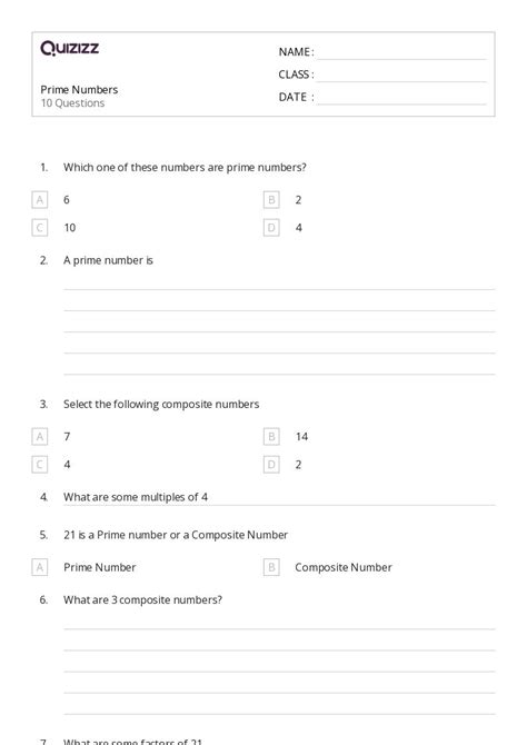 50+ Prime and Composite Numbers worksheets on Quizizz | Free & Printable