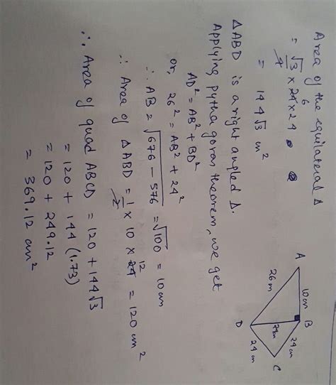 Find the area of quadrilateral A B C D ,angle A B D=90 degree ,triangle ...