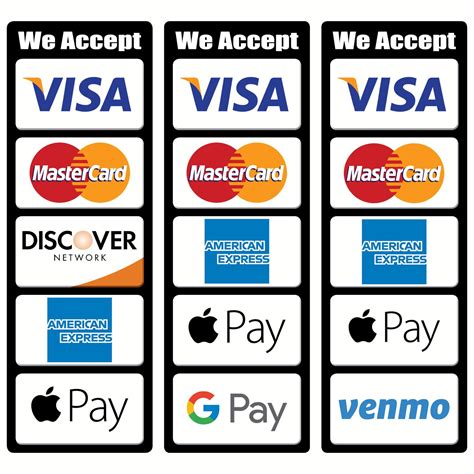 We Accept Credit Card Mobile Payment Sign Waterproof Sticker (compatible for Visa, Mastercard ...
