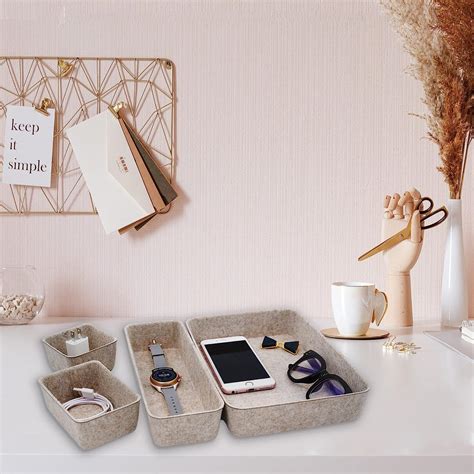 Buy Welaxy Drawer organizers trays Felt storage bins office Desk Draw ...