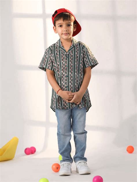 Boy's' Bottle Green Ethnic Shirt – vastramay