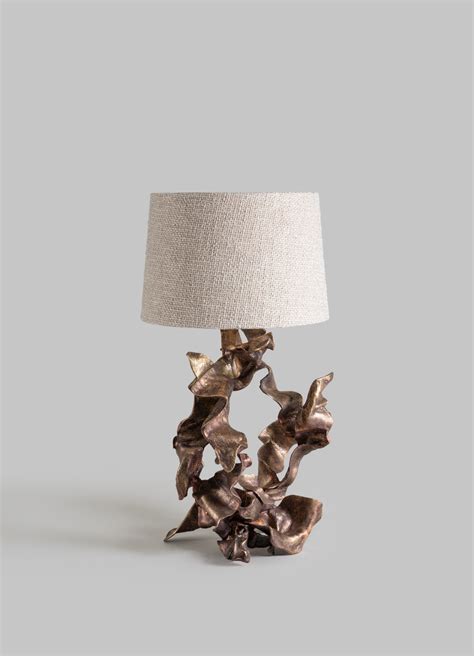 Viya Brass Hundred Petal Rose Patinated Gold Table Lamp