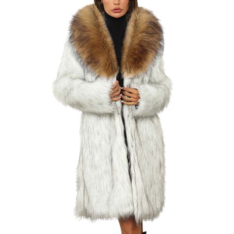 Awdenio Women's Fur & Faux Fur Jackets & Coats, Womens Ladies Warm Faux ...