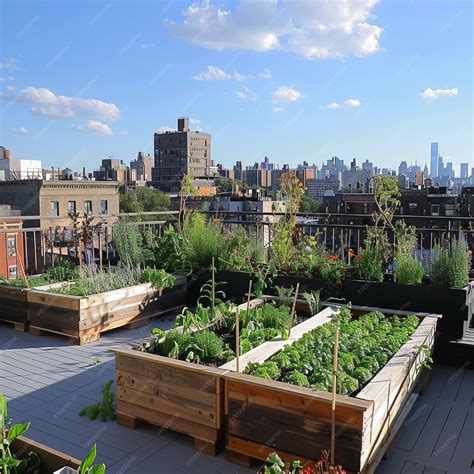 Premium Photo | A rooftop garden with raised beds and urban farming ...