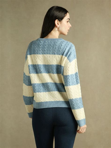 DL Woman V- Neck Striped Pullover Sweater – DENNIS LINGO