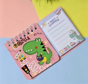 FEBRINA Cute Dinosaur Theme Mini Diary Notepad with Sticky Notes Pocket ...