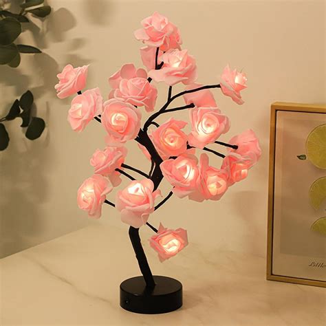Buy Xergy Pink Colors Rose Tree Lamp Valentine's Day Tabletop Tree ...