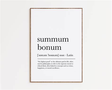 Summum Bonum Definition Print, Dictionary Artwork, Latin Word ...