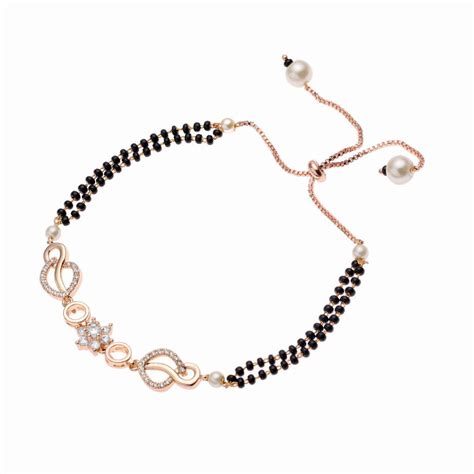 Crystal Charms Ball Slider Expandable Hand Wrist Mangalsutra Bracelet ...