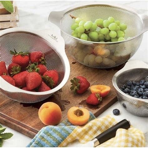 MIU 3 Piece Stainless Steel Mesh Colander Set with Handles - Small ...