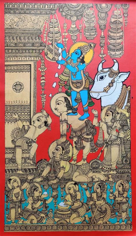 Buy Krishna Kalamkari painting | Indian Artwork | Memeraki