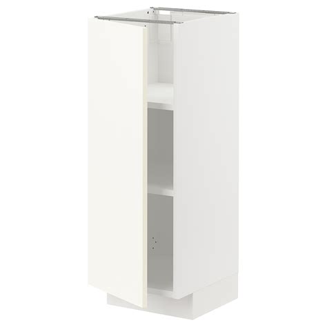 METOD base cabinet with shelves, white/Vallstena white, 30x37x80 cm ...