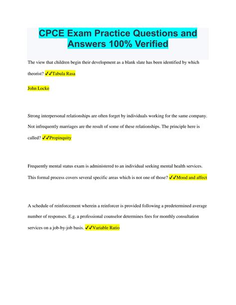 SOLUTION: Cpce exam practice questions and answers 100 - Studypool