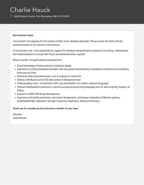 Image result for SQL Server Database Engineer Cover Letter Examples