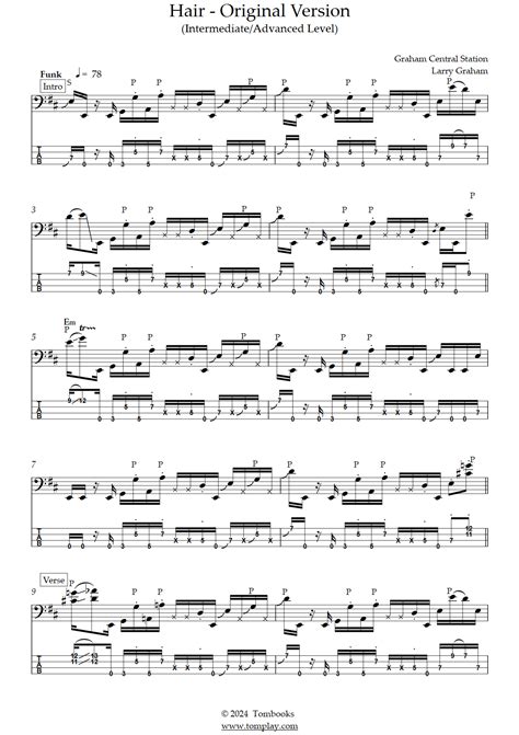 Hair - Version originale (niveau intermédiaire/difficile) (Graham Central Station) - Tablature Basse