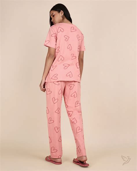 Big Heart Printed Co-ord Set - Bridal Rose