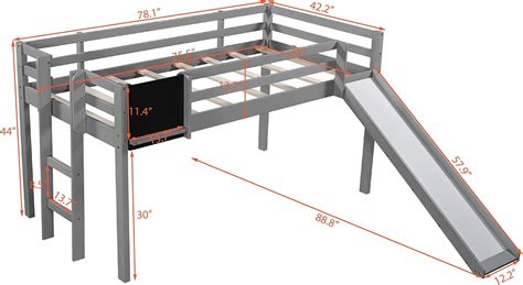 Buy Harper & Bright Designs Kids Loft Bed with Slide and Chalkboard ...