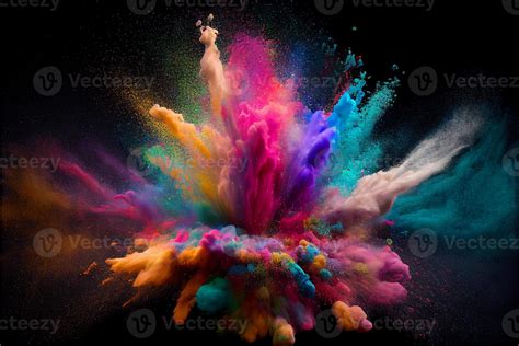 A picture of splash of colour powder in a holi festival in india ...