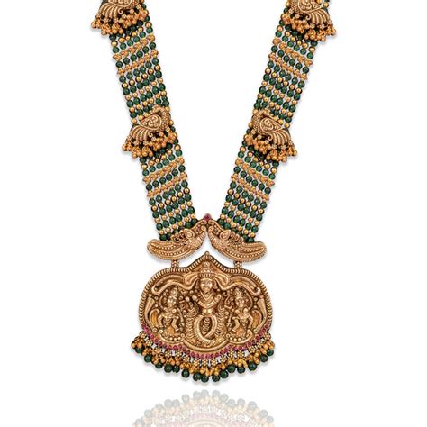 Emerald Beads Mala With Radha krishna Pendant – Sneha Rateria Store