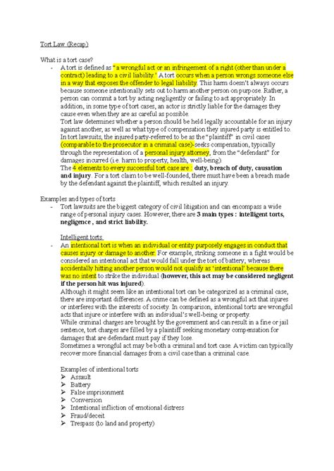 Image result for Example of a Tort