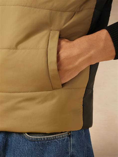 Men's Khaki Mock Neck Regular Fit Colorblocked Gilet Jacket – DENNIS LINGO