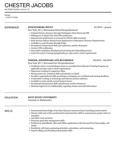 Paraprofessional Resume Samples | Velvet Jobs