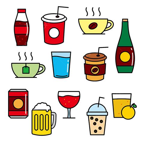 Cartoon Drink Clipart PNG Images, Set Of Beverage Vector Illustration ...