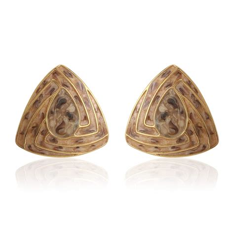 Buy Estele Metal Brass 24Kt Gold Plated Triangle Shaped Stud Earrings ...