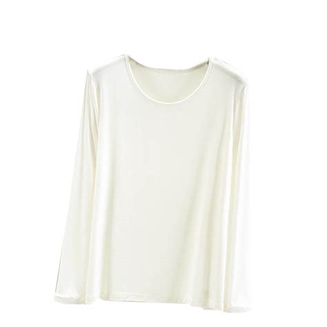 Ashirexll Long Sleeve Undershirt for Women Soft Casual Round Neck Solid ...